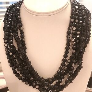 Vintage  black 5 strand  necklece